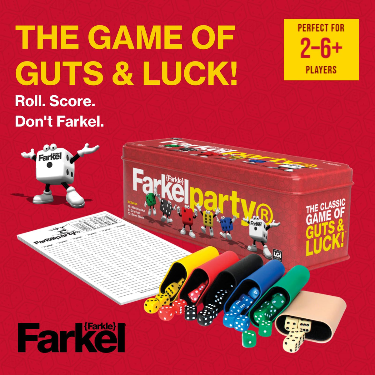 Farkel Party six colorful dice cups for organized roll-offs