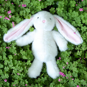 Farnesaa plush bunny, ultra-soft fabric and weighted design for comfort.