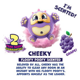 Grape-scented Cheeky plush ready for hugs and giggles without harsh odors
