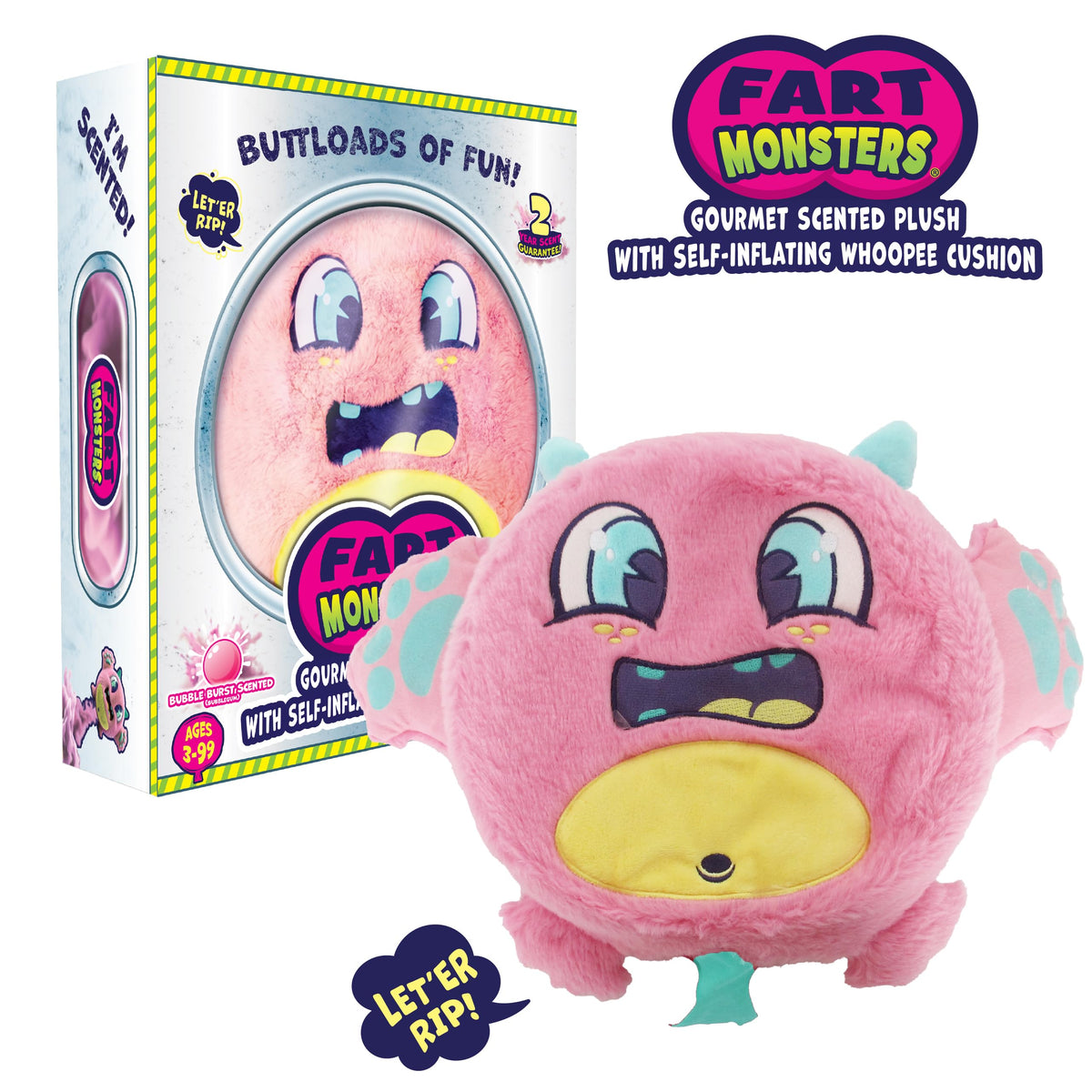 Fart Monsters Squeeky bubblegum scent adds nostalgic playtime and hugs.