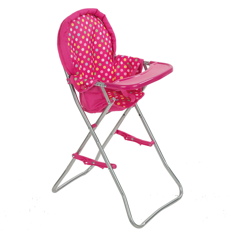 Fash N Kolor baby doll high chair pink with feeding tray for 18-inch dolls, for pretend play