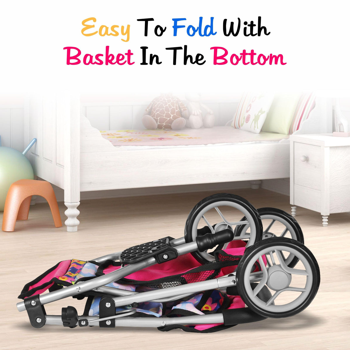 Fash N Kolor stroller fits 12–18 inch dolls for versatile play