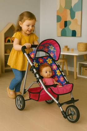 Fash N Kolor foldable doll stroller for easy storage
