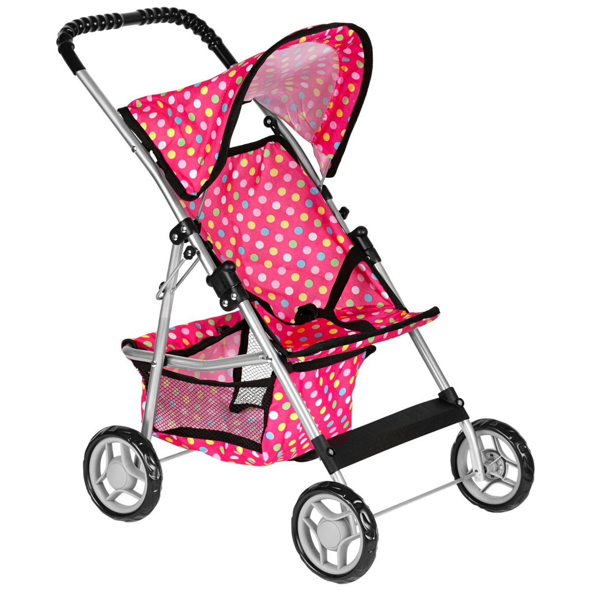 Fash N Kolor deluxe doll stroller with polka dot design for imaginative play.