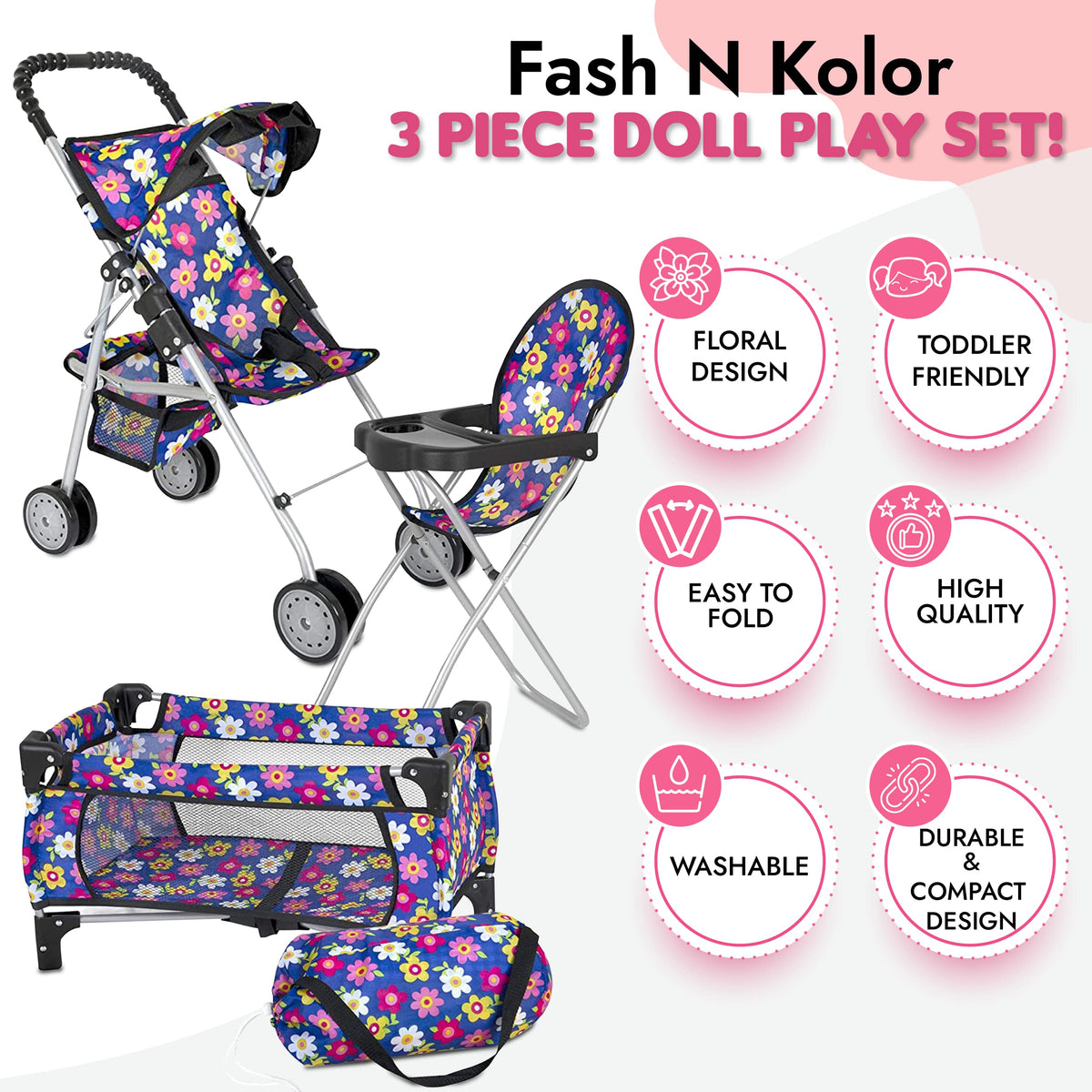 Fash N Kolor complete doll accessory set for pretend care