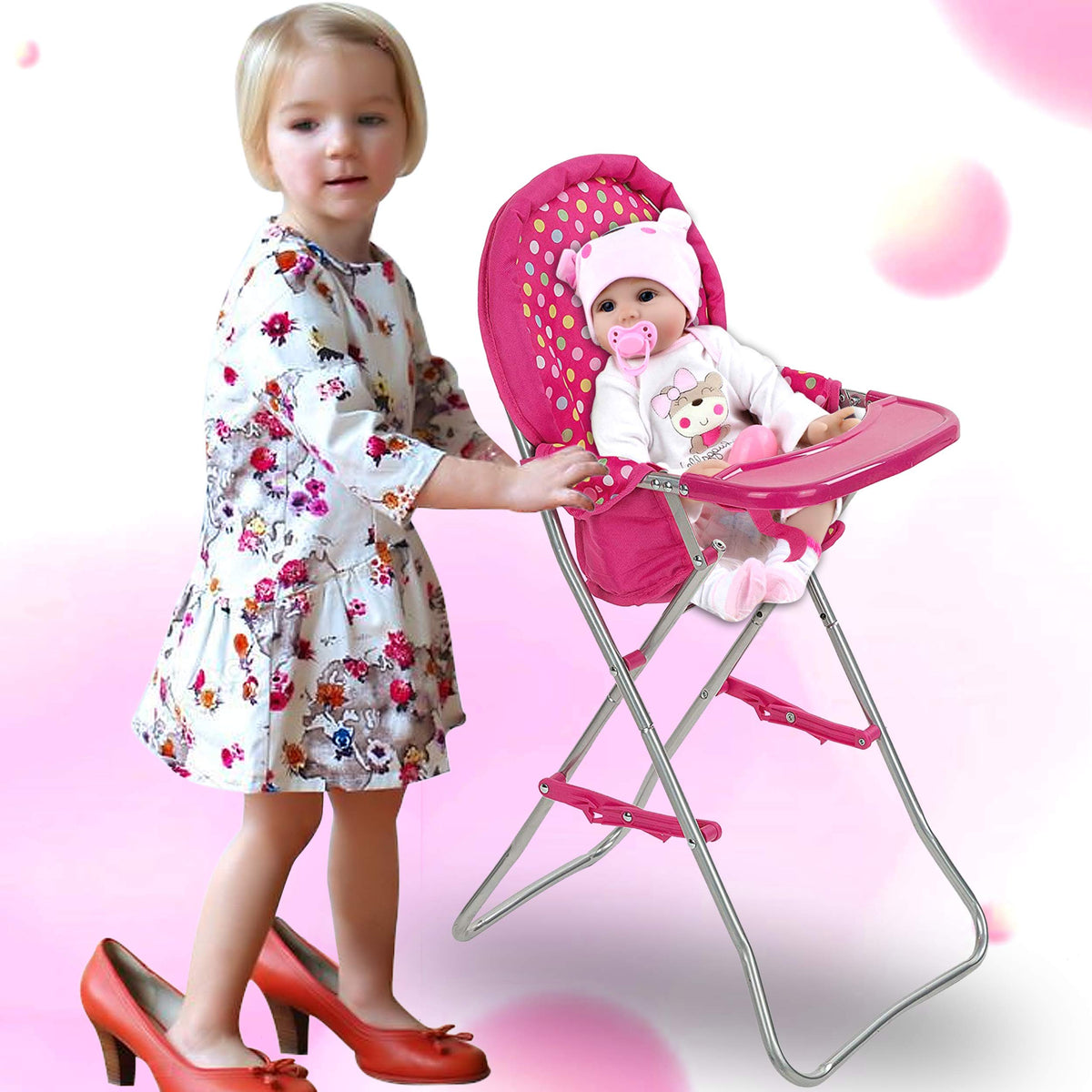Fash N Kolor doll high chair with flower print inspires creative pretend play scenarios