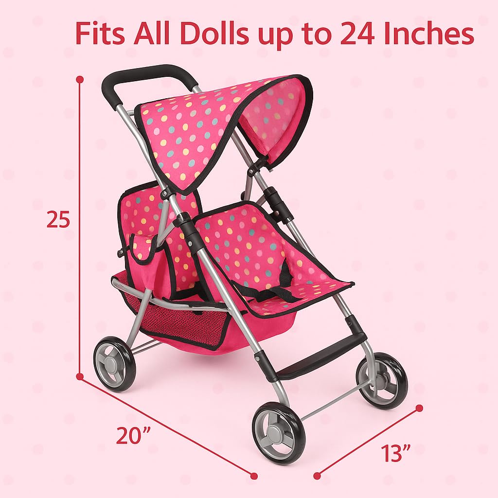 Fash N Kolor Doll Pram in pink ready for pretend play sessions.