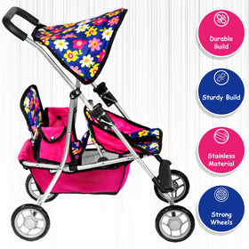 Fash n Kolor Doll Stroller fabric detail and durable material.