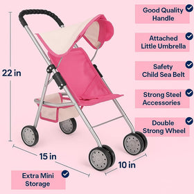 Fash N Kolor Doll Stroller fits up to 18-inch dolls for long pretend journeys.