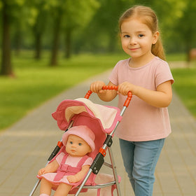 Fash N Kolor Doll Stroller hood opens and closes for realistic pretend play.