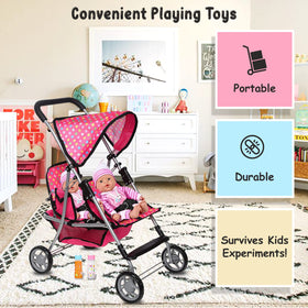 Fash N Kolor Doll Stroller with off-white and pink trim for style.