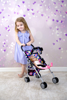 Fash N Kolor doll stroller open with dimensions for playtime