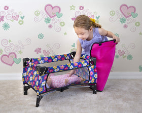 Fash N Kolor Easy-assembly Doll Crib supports creative pretend play.