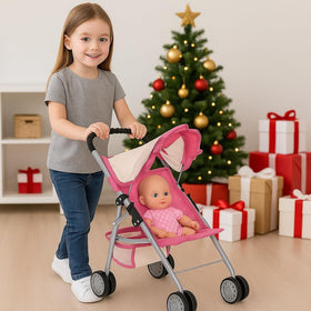 Fash N Kolor Foldable Doll Stroller with Soft Grip Handle for easy transport.