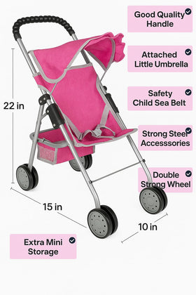 fash-n-kolor Hood open-close feature mimics real pram for pretend play.