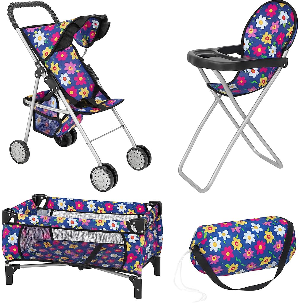 Fash N Kolor pack-n-play with flower design for portable doll nursery play
