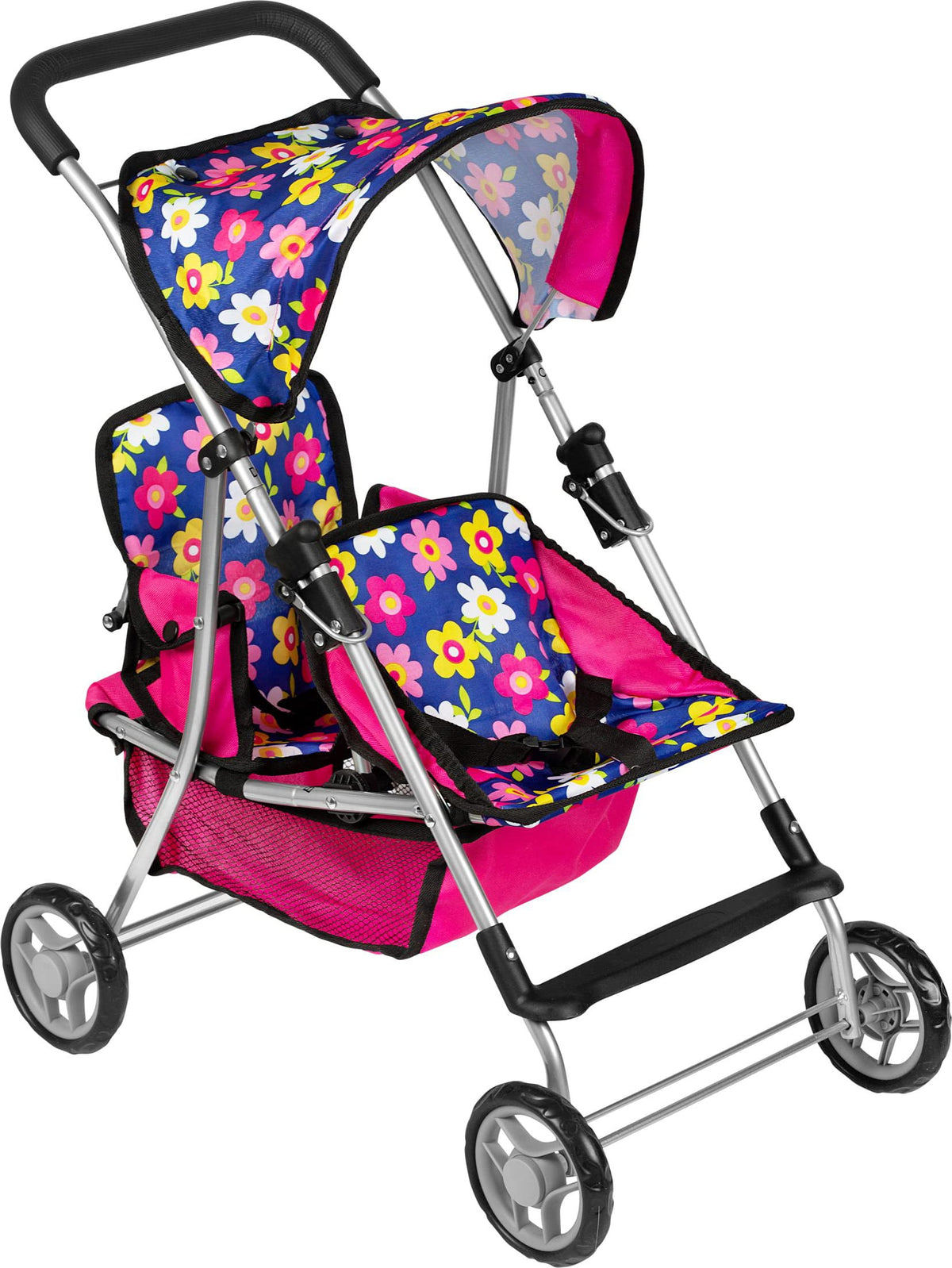 Fash n Kolor Twin Baby Doll Stroller with flower design for imaginative play.