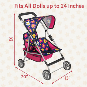 Fash n Kolor Twin Stroller adjustable handle for growing kids.