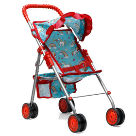 Fash N Kolor unicorn doll stroller with foldable hood for easy transport