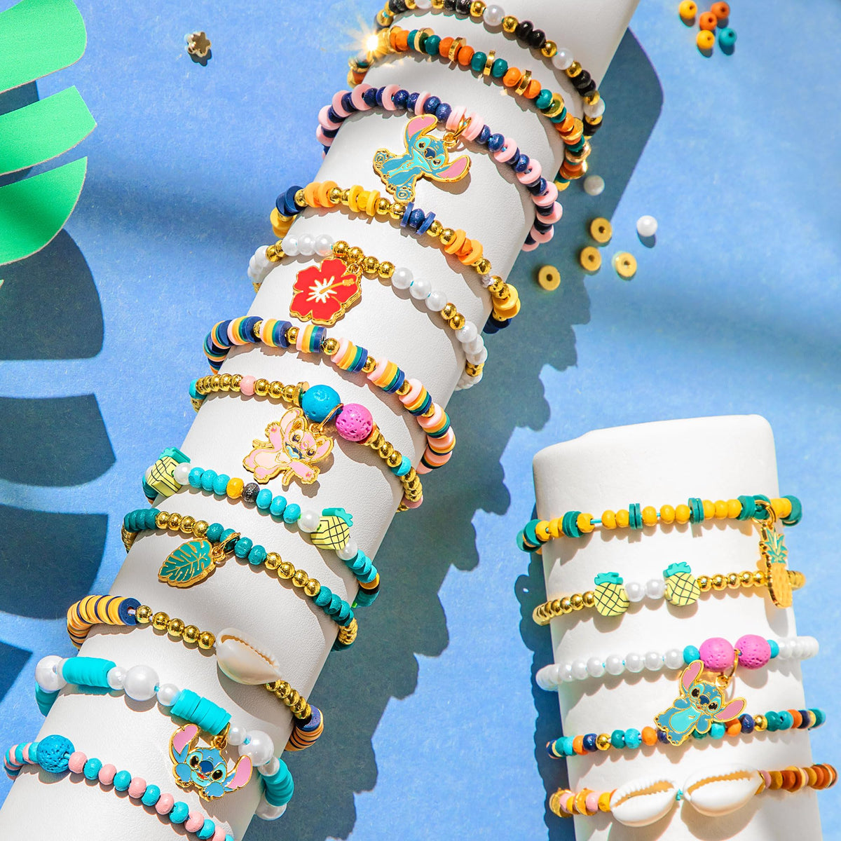 Fashion Angels Disney Stitch elastic roll included for durable, stretch-friendly bracelets.