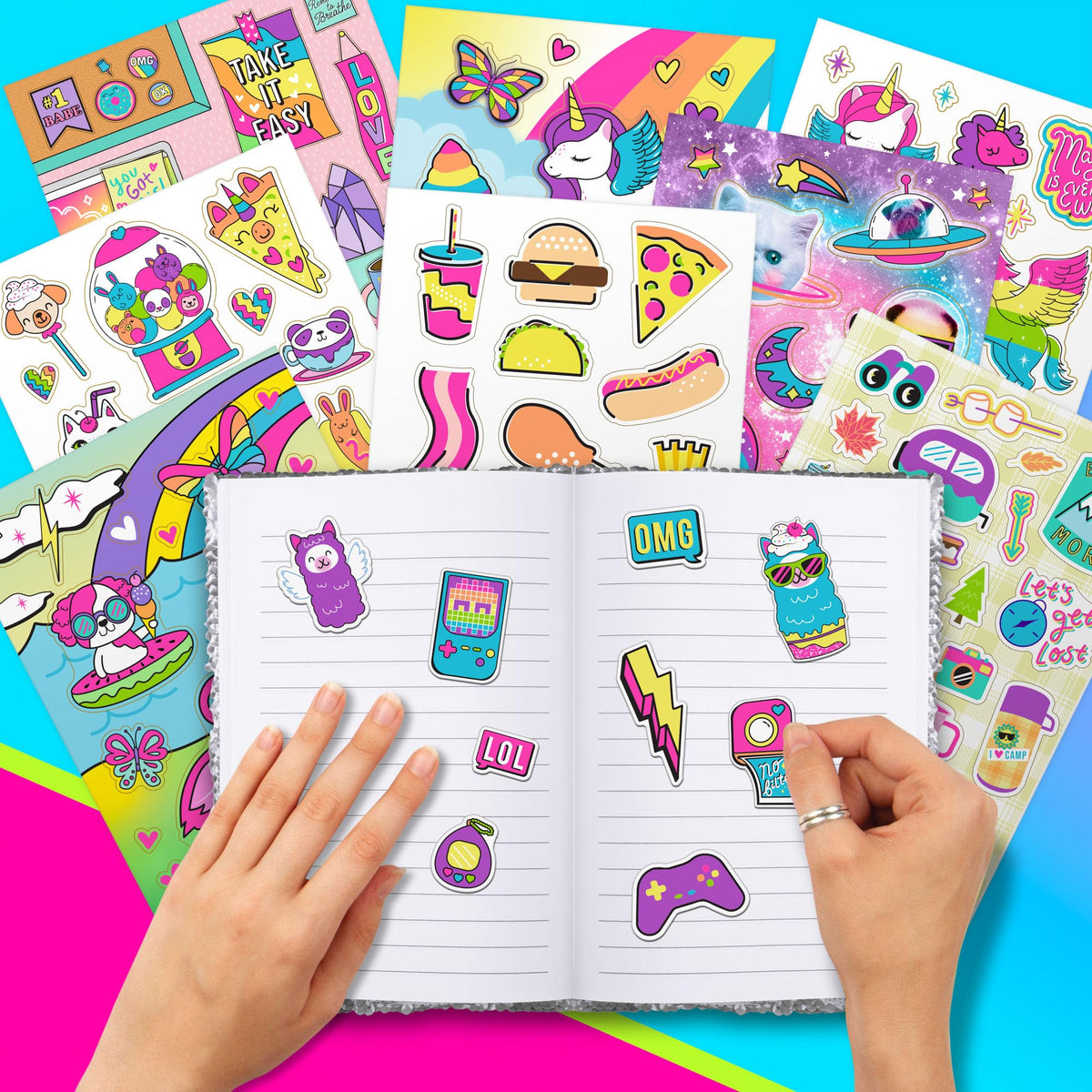 Fashion Angels stickers on notebooks brighten study gear with playful accents.