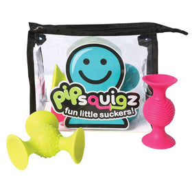 Fat Brain PipSquigz bundle 6-piece baby rattle with suction cups for interactive play.