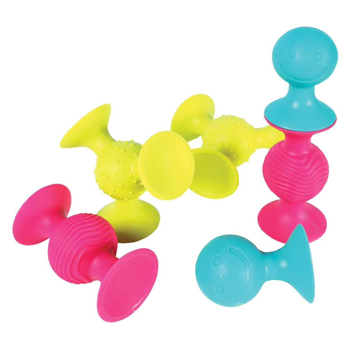 Fat Brain PipSquigz zippered storage case keeps pieces organized.