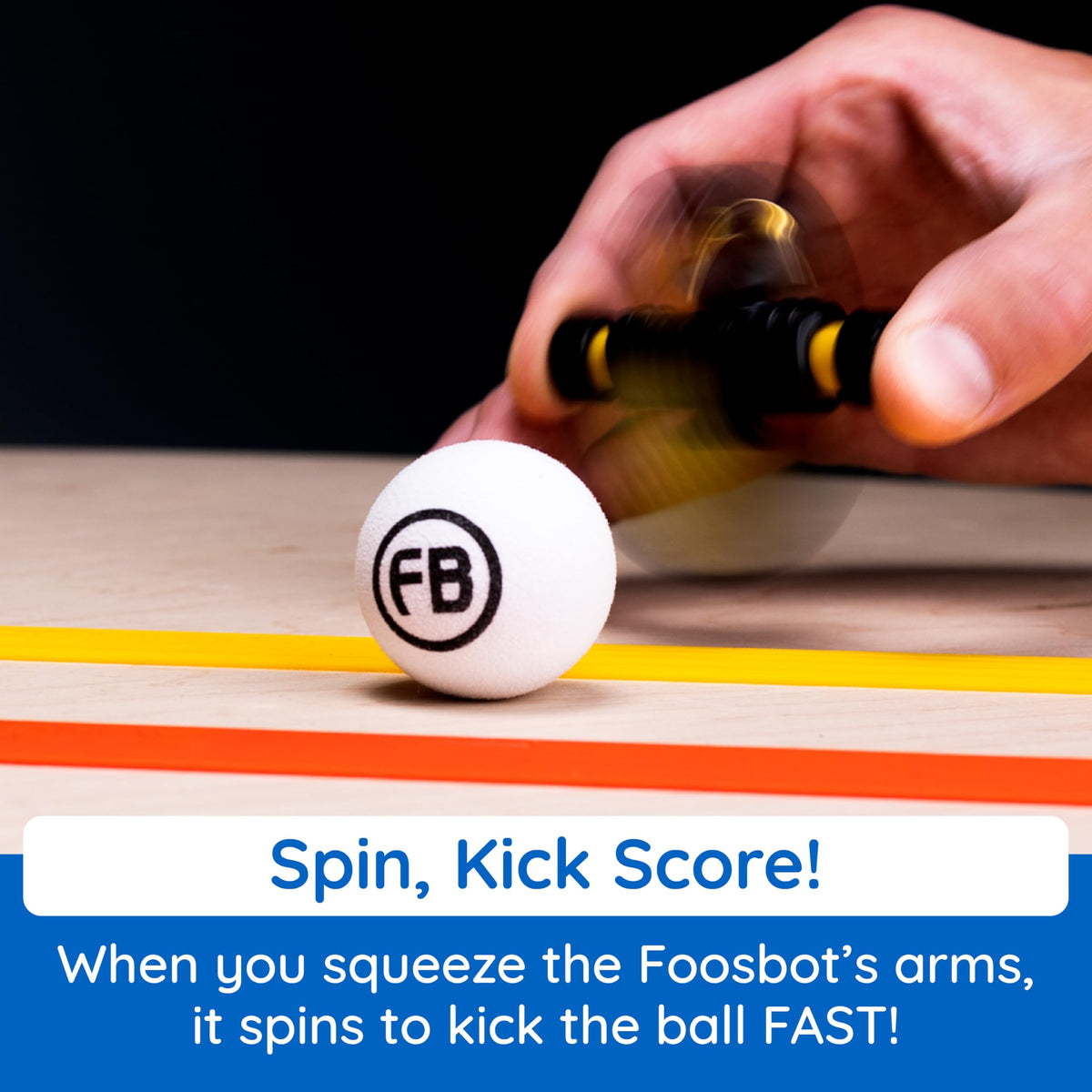 Foosbots battle on a table promoting fun, competitive play for two players