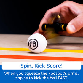Foosbots battle on a table promoting fun, competitive play for two players
