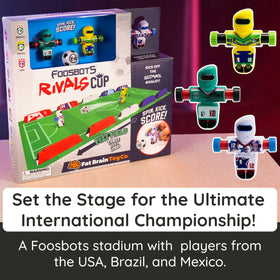 Fat Brain Toys Foosbots field layout ready for portable, on-the-go play.