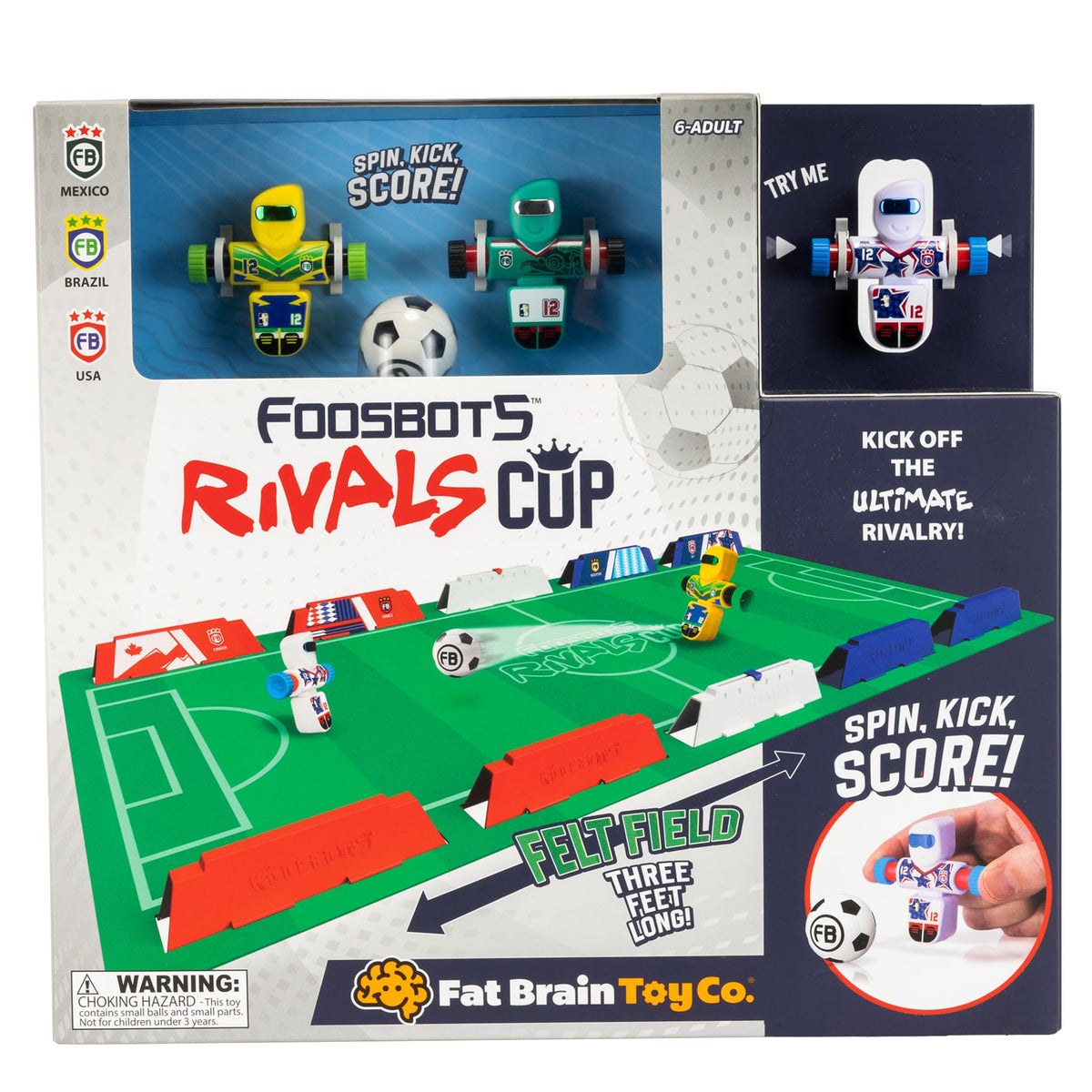 Fat Brain Toys Foosbots Rivals Cup stadium set with world Foosbots for interactive play.
