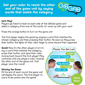 Fat Brain Toys GibGab requires three AAA batteries for competitive play.