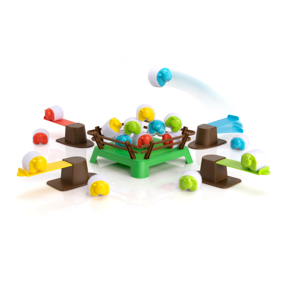 Fat Brain Toys Heap-O-Sheep paddock setup for family game night.