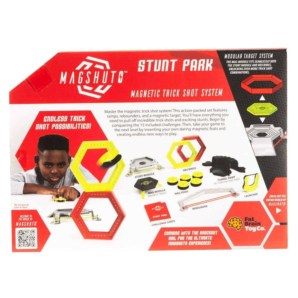 Fat Brain Toys Magshuto Stunt Park hex rings and tunnel ramp enabling creative stunts