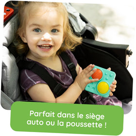 Fat Brain Toys PlayTab Essentials BPA-free materials ensure safe, durable busy board play for 12+ months.