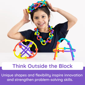 Fat Brain Toys Plip Kit silicone pieces in vibrant colors for tactile building.