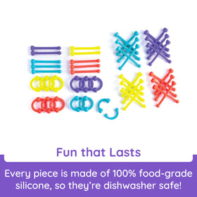 Fat Brain Toys Plip Kit storage bag keeps 46 pieces organized and portable.