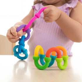 Fat Brain Toys Plip Links silicone pieces are durable for classroom or home play.