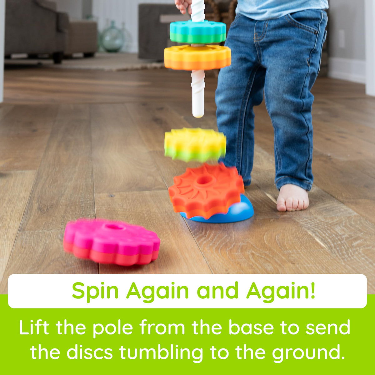 Fat Brain Toys SpinAgain uses BPA-free materials for worry-free play.