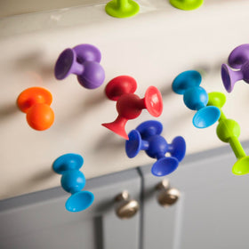 Dishwasher-safe Squigz Deluxe Set ready for easy cleanup after play