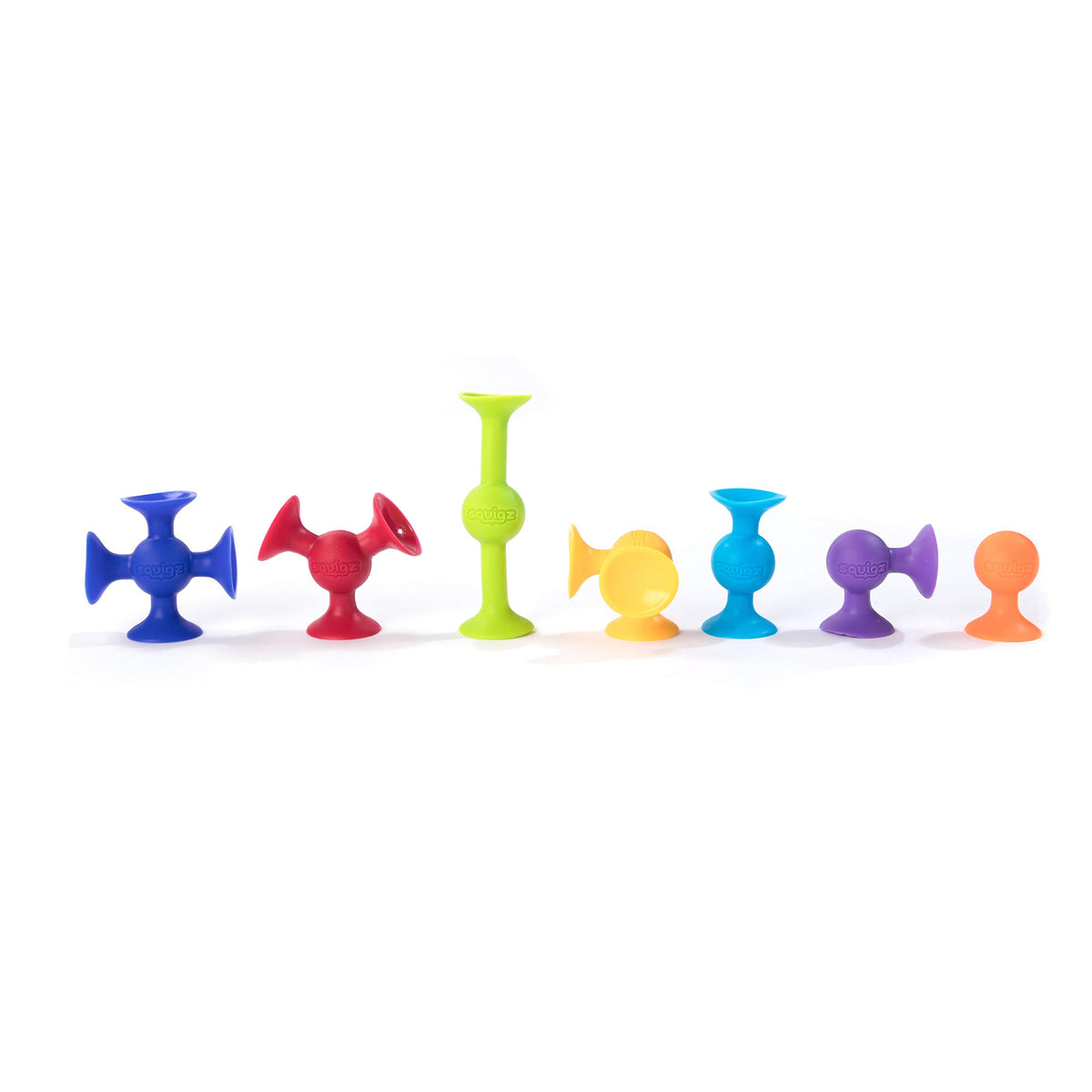 Fat Brain Toys Squigz Deluxe suction cups sticking to smooth tiles