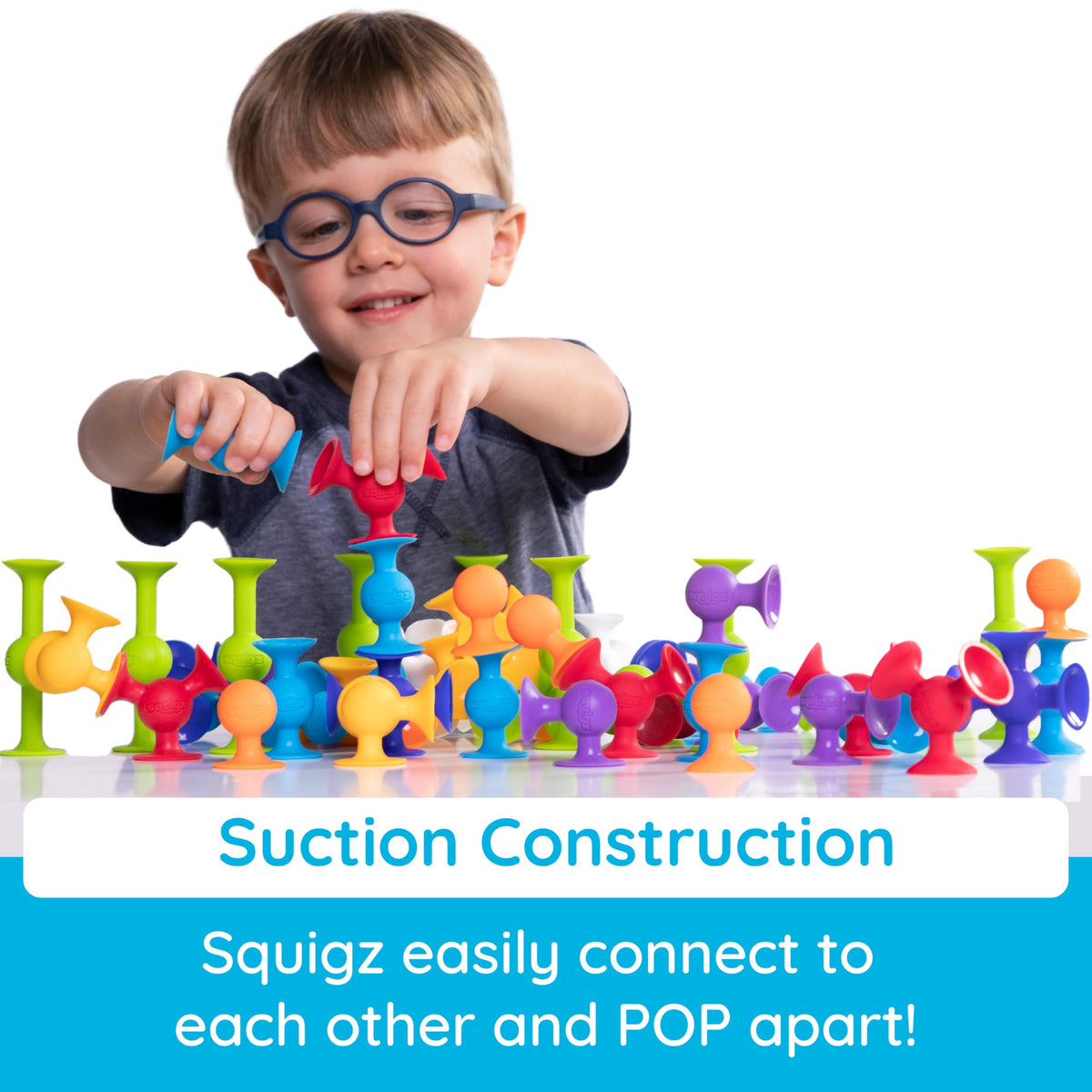 Fat Brain Toys Squigz Starter Set sticks to surfaces without residue