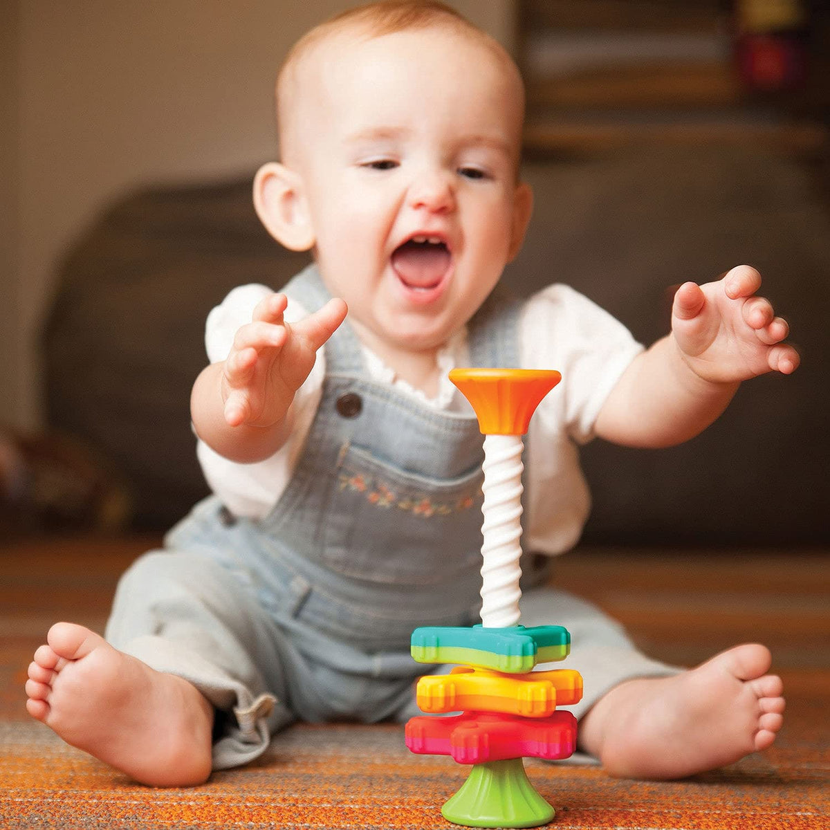 Fat Brain Toys Tobbles Mini Spinny with spinning propellers for captivating visual tracking.