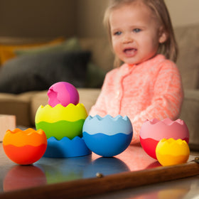 Fat Brain Toys Tobbles Neo baby-toy development supports grip and hand-eye coordination.