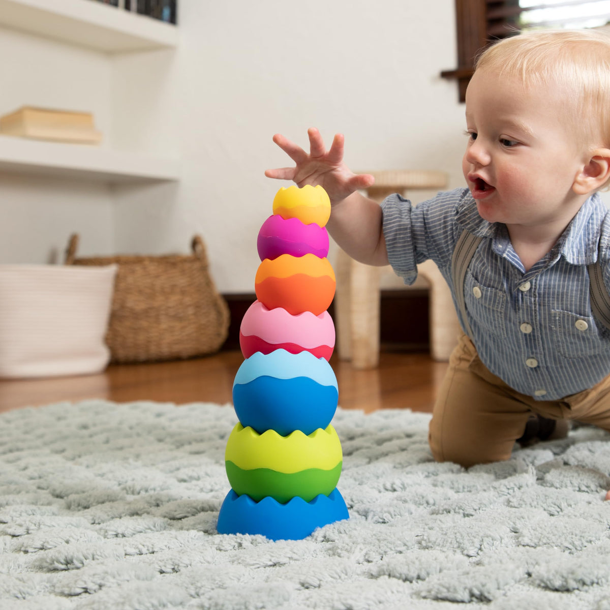 Fat Brain Toys Tobbles Neo colorful tactile balls support sensory exploration and coordination.
