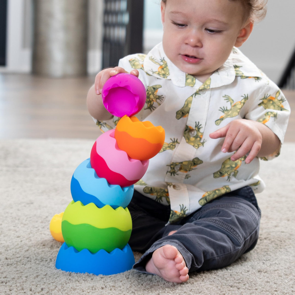 Fat Brain Toys Tobbles Neo multi-sensory exploration invites touch, sight, and rhythm.
