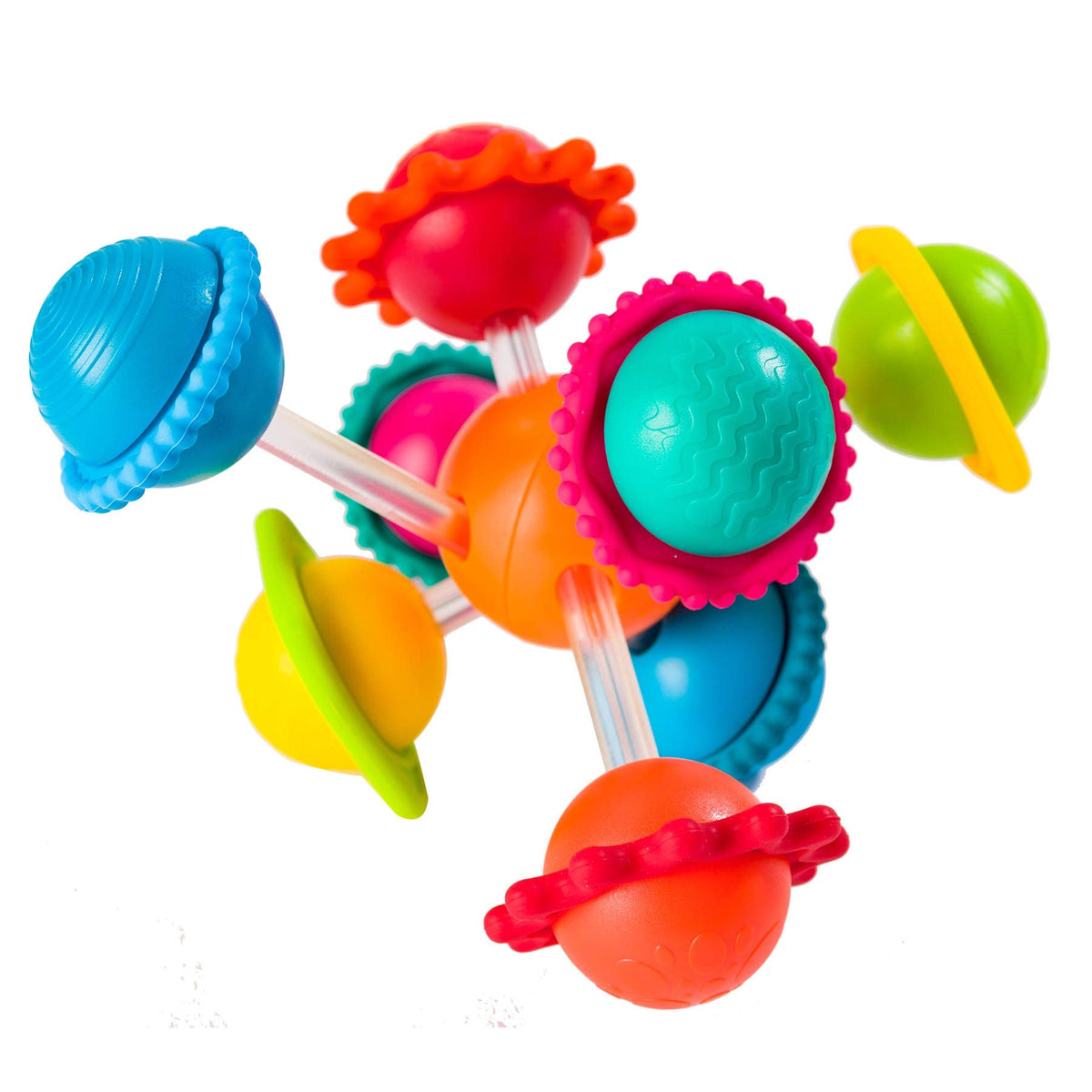Fat Brain Wimzle center ball with sliding bars for tactile exploration.