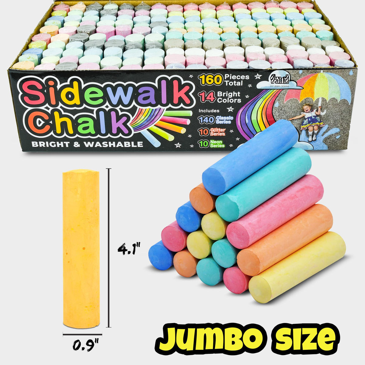 Fat Zebra Designs glitter chalk colors sparkly accents for sidewalks.
