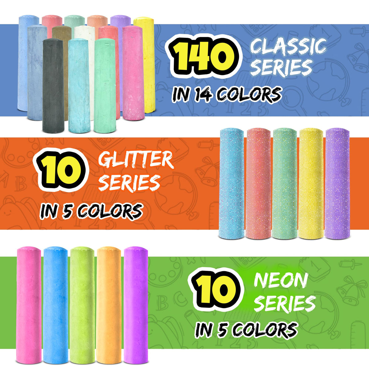 Fat Zebra Designs neon sidewalk chalk colors for high-visibility art.