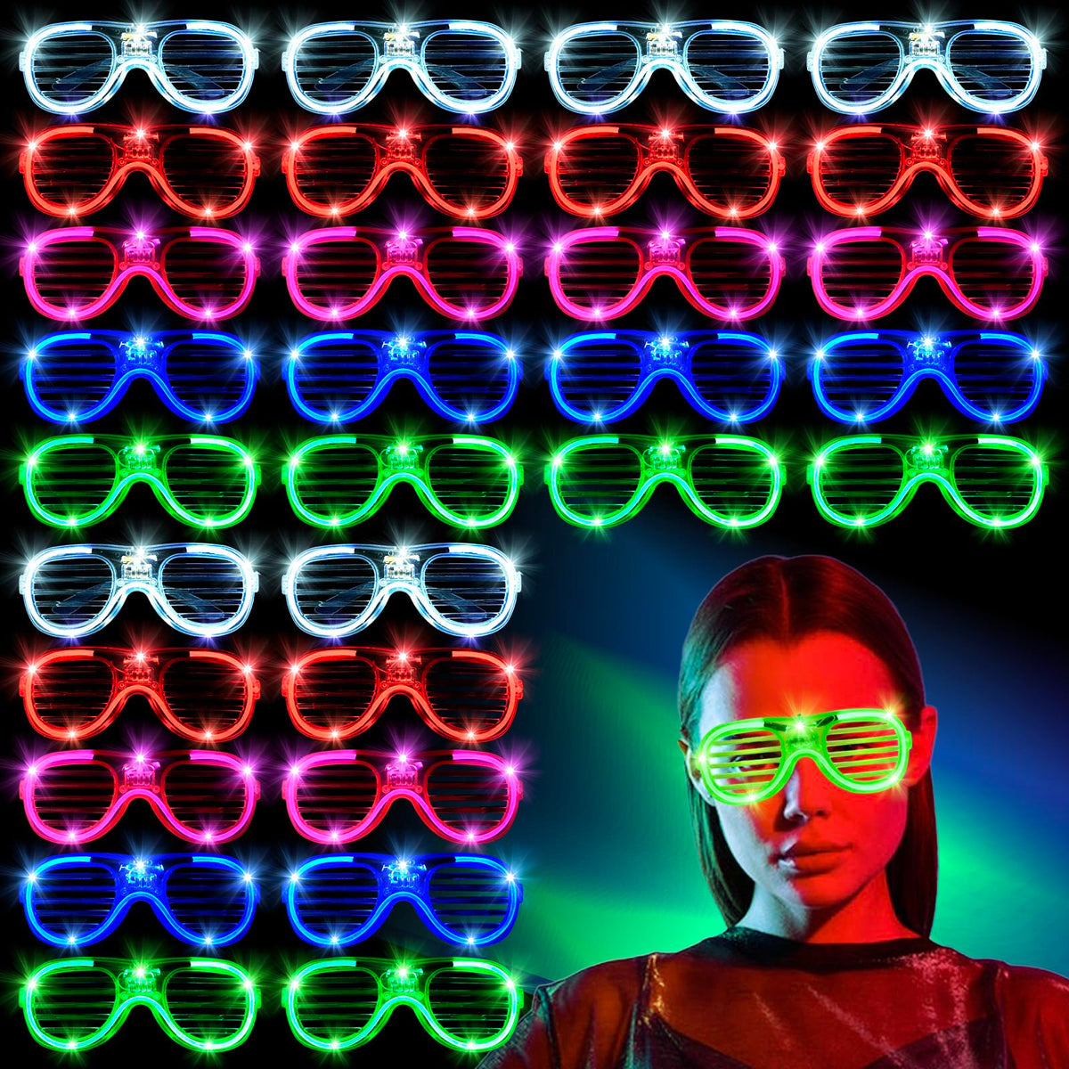 FathiSooc LED glasses pink neon glow for vibrant party fun